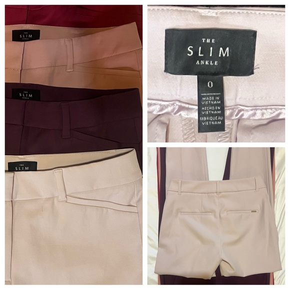 White House Black Market Pants The Slim Ankle Lot 5 Pair Size 0 Pink Burgundy - Picture 4 of 16